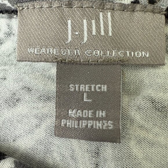 J. Jill Wearever Collection Paisley Floral Top Large Stretch Tunic 3/4 Sleeves - Picture 4 of 11